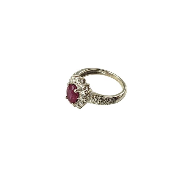 Vintage 14 Karat White Gold Ruby and Diamond Ring Size 4.5 GAI Certified #11655 - Picture 4 of 8